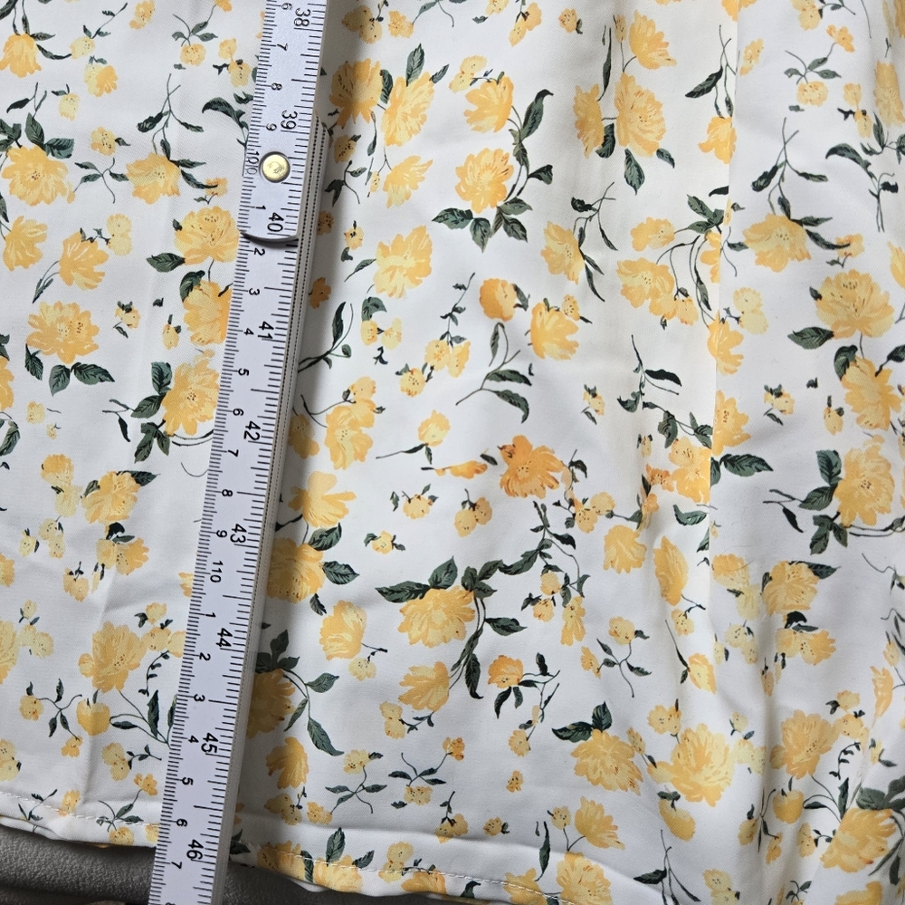 Scarlet Darkness White Yellow Floral Milkmaid Midi Sundress Cottagecore Large - Picture 13 of 14